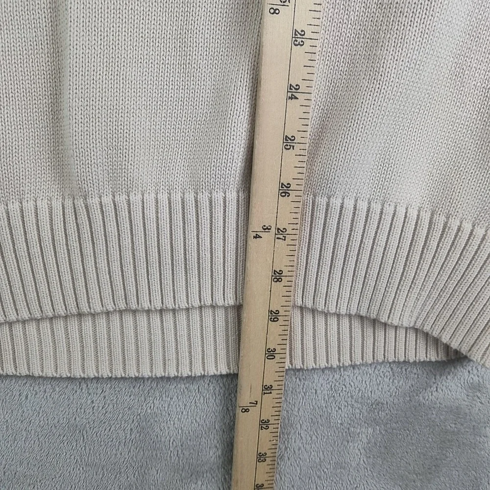 Izod Sweater Mens XXL Beige Knit 100% Cotton 1/4 Button Mock Neck Pullover
